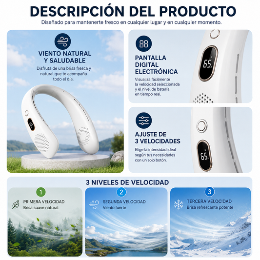 Ventilador de Cuello Portátil 360° Pro